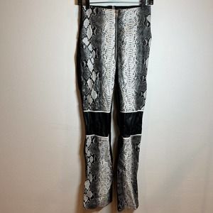 I.am. Gia Snakeskin Print Faux High Waist Pants Zip All Around Grey Snakeskin S